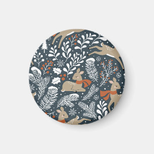Vintage kerst hert, feestelijk ontwerp magneet