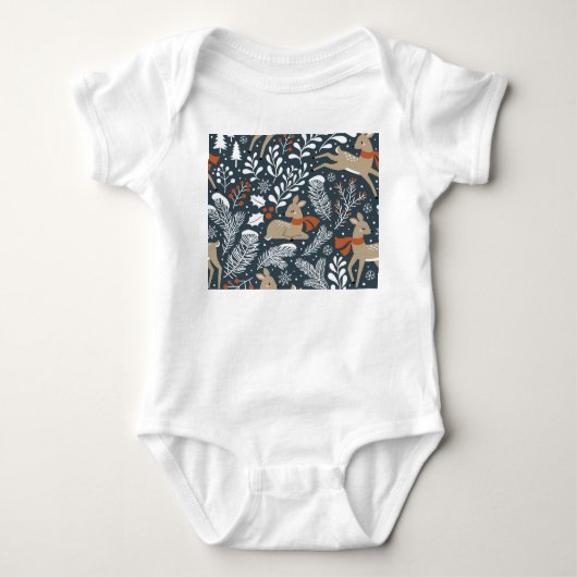Vintage kerst hert, feestelijk ontwerp romper (Voorkant)