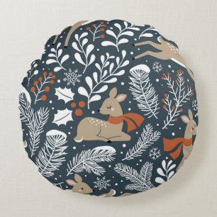 Vintage kerst hert, feestelijk ontwerp rond kussen