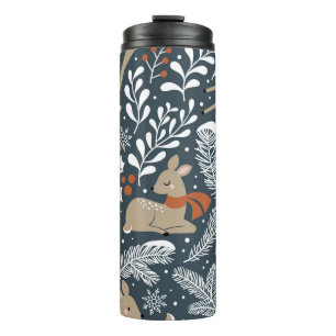 Vintage kerst hert, feestelijk ontwerp thermosbeker