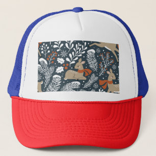Vintage kerst hert, feestelijk ontwerp trucker pet
