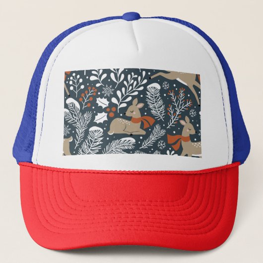 Vintage kerst hert, feestelijk ontwerp trucker pet (Voorkant)