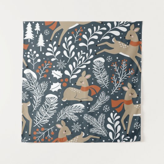 Vintage kerst hert, feestelijk ontwerp wandkleed (Voorkant)