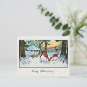 Vintage Kerst herten bos Feestdagenkaart (Staand voorkant)
