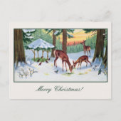 Vintage Kerst herten bos Feestdagenkaart (Voorkant)