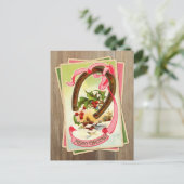 Vintage Kerst Hoefijzer & Winter Scene w/Holly Feestdagenkaart (Staand voorkant)