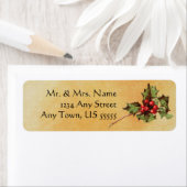 Vintage Kerst Holly Adresetiketten Etiket (Insitu)