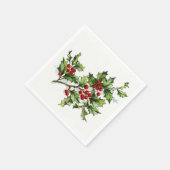 Vintage Kerst Holly Berries Papieren servetten (Hoek)