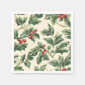 Vintage Kerst Holly Berries Patroon Decoupage Servet (Voorkant)