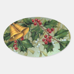 Vintage Kerst Holly bessen - Sticker