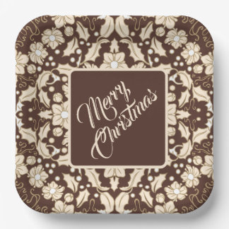 Vintage Kerst Holly bladeren, bessen & bloemen Papieren Bordje