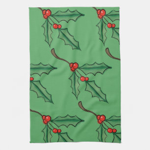 Vintage Kerst Holly Keuken Handdoek Gift