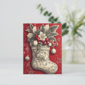 Vintage Kerst Holly Kous Vakantie Briefkaart (Staand voorkant)