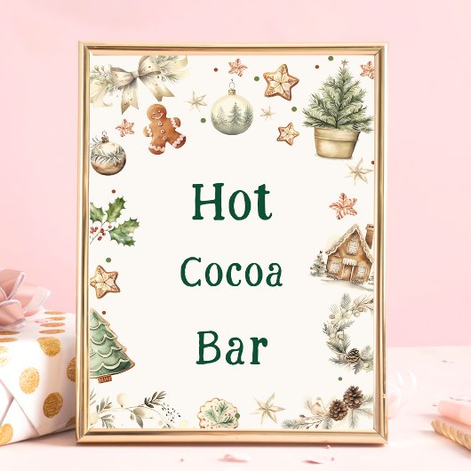 Vintage Kerst Hot Cacao Bar Teken Poster