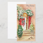 Vintage Kerst Huis Doorstep Feestdagenkaart (Voorkant / Achterkant)