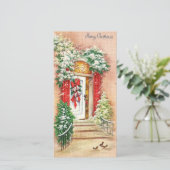 Vintage Kerst Huis Doorstep Feestdagenkaart (Staand voorkant)