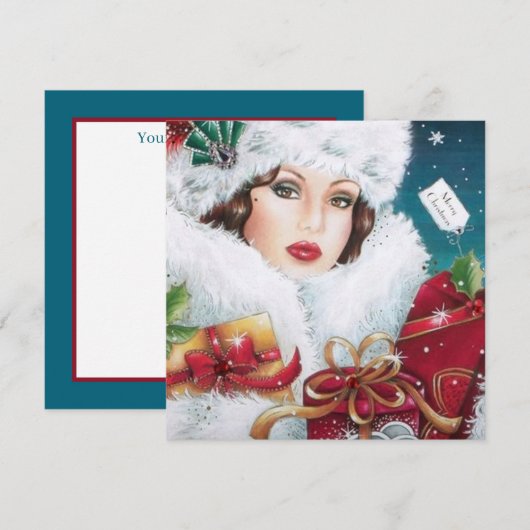 vintage kerst in deco retro feestdagenkaart (Voorkant / Achterkant)