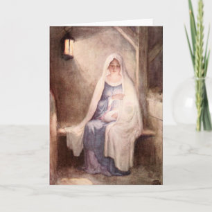 Vintage Kerst Jezus en Maria Feestdagen Kaart