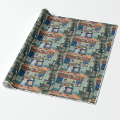 Vintage kerst, jongen en hoek cadeaupapier (Uitgerold)