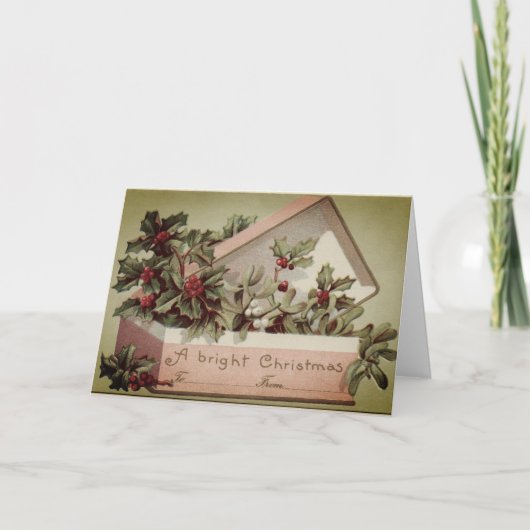 Vintage kerst Kaart doos van Holly (Voorkant)