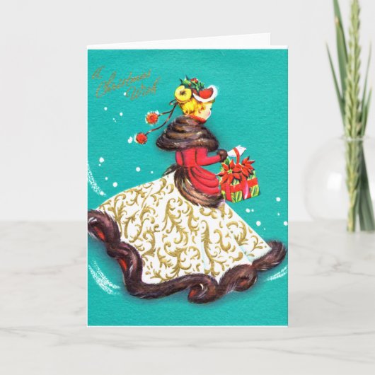 Vintage Kerst Kaart - Gibson Girl (Voorkant)