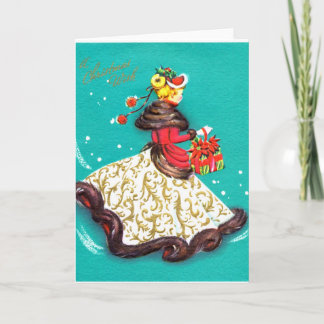 Vintage Kerst Kaart - Gibson Girl