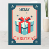 Vintage kerst Kaart met feestelijke geschenkdoos (Voorkant)