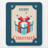 Vintage kerst Kaart met feestelijke geschenkdoos Muismat (Voorkant)