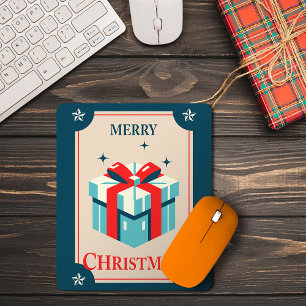 Vintage kerst Kaart met feestelijke geschenkdoos Muismat