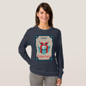 Vintage kerst Kaart met feestelijke geschenkdoos T-shirt (Voorkant volledig)