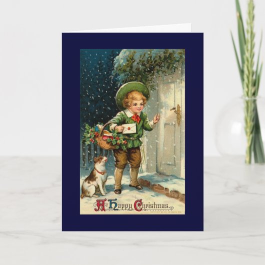 Vintage kerst Kaart met jongen (Voorkant)