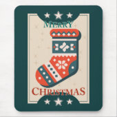 Vintage Kerst Kaart met Stocking Illustration Muismat (Voorkant)