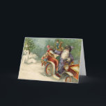 Vintage Kerst Kaart | Santa vintage auto Sneeuwman<br><div class="desc">Victoriaans kerst Kaart zorg ervoor dat je giechelen en glimlachen. Deze Victoriaans stijl kerst wenskaarten kunnen een 19e eeuwse kerstcharme en een antiek Victoriaans tijdperk flair geven aan uw Holliday Wishes. Deze Grappige Vintage auto kerstkaart met een auto thema voor alle autoliefhebbers heeft ook een gekke sneeuwpop proberen te stoppen...</div>