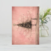 Vintage Kerst Kaarten - Roze Kerstboom (Staand voorkant)