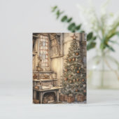 Vintage Kerst Kantoor Briefkaart (Staand voorkant)