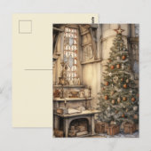 Vintage Kerst Kantoor Briefkaart (Voorkant / Achterkant)