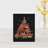 Vintage Kerst Kardinaal Vogels Sneeuwen Kerstboom Kaart (Gele Bloem)