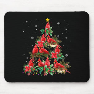 Vintage Kerst Kardinaal Vogels Sneeuwen Kerstboom Muismat