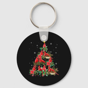 Vintage Kerst Kardinaal Vogels Sneeuwen Kerstboom Sleutelhanger