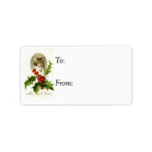 Vintage Kerst Kat Gift Label (Voorkant)