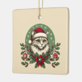 Vintage Kerst Kat Keramisch Ornament (Links)