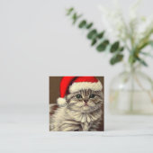 Vintage kerst Kat met Santa Hat Informatiekaartje (Staand voorkant)
