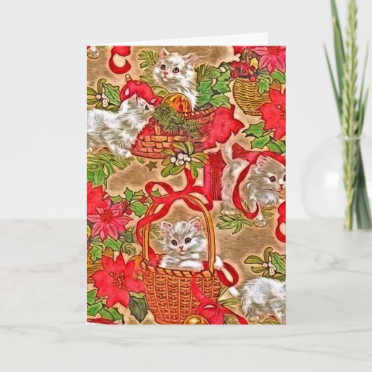 Vintage Kerst Katten Feestdagen Kaart (Voorkant)
