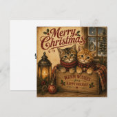 vintage kerst katten plat kaart (Voorkant / Achterkant)