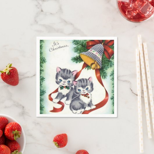 Vintage Kerst Katten Vakantiepapier servet (Insitu)