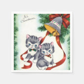 Vintage Kerst Katten Vakantiepapier servet (Voorkant)