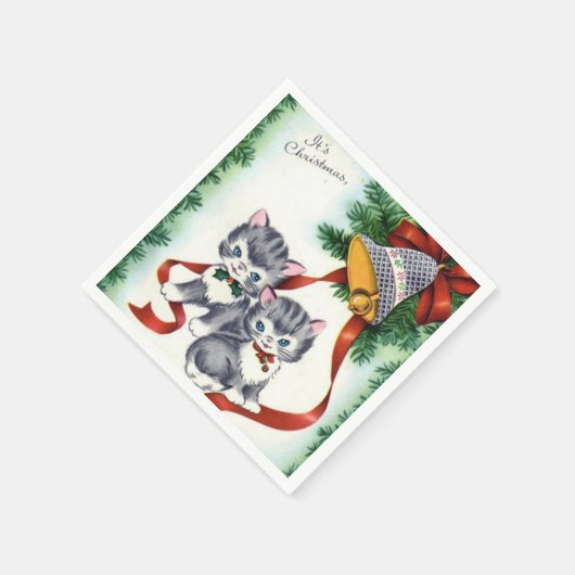 Vintage Kerst Katten Vakantiepapier servet (Hoek)