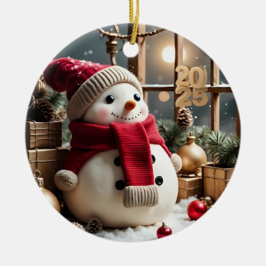 Vintage Kerst - Keramische Cirkel Ornament (Voorkant)