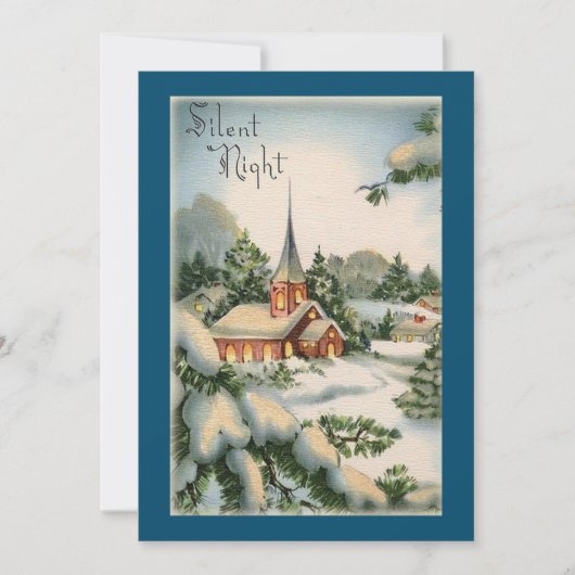 Vintage Kerst Kerk Silent Night Vakantie Kaart (Voorkant)