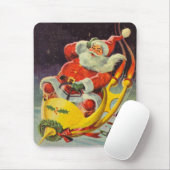 Vintage kerst, Kerstman in een ruimteschip Muismat (Met muis)